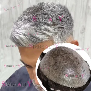 Perucas Peruca Masculina de Cabelo Humano Preto e Cinza – Microskin Completo, Indetectável e Durável | Loja dos Cabelos