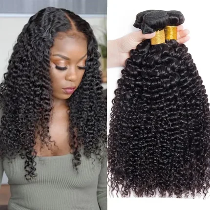 Extensões de cabelo Natural Cabelo Humano Peruano Cacheado Tipo Kinky – Extensões Naturais Remy para Mulheres, Feixes 100% Humanos | Loja dos Cabelos