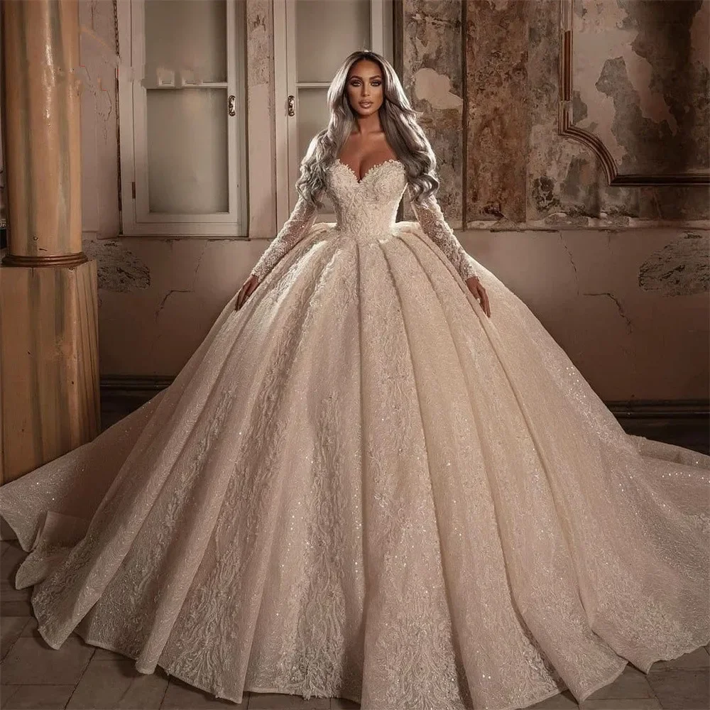 Comprar Vestidos de Cerimónia Vestido de Noiva Luxuoso com Apliques, Lantejoulas e Manga Longa na Loja dos Cabelos – Entrega Rápida! Vestidos de Cerimónia Vestido de Noiva Luxuoso com Apliques, Lantejoulas e Manga Longa | Loja dos Cabelos