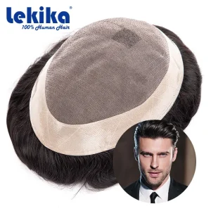 Perucas Prótese Capilar Masculina 130% Densidade 100% Cabelo Humano Sistema de Substituição Capilar Durável 6″ | Loja dos Cabelos