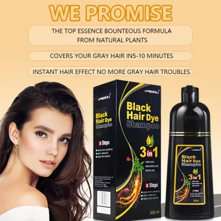 Cosméticos e outros produtos de beleza Shampoo Tintura Meidu 3 em 1 – Coloração Instantânea Natural Preto, Marrom e Roxo para Cabelos Masculinos e Femininos | Loja dos Cabelos