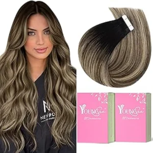 Extensões de cabelo Natural Extensões de Cabelo Humano YoungSee com Fita Adesiva – Cabelo Real Balayage, Sem Costura e de Alta Fixação | Loja dos Cabelos