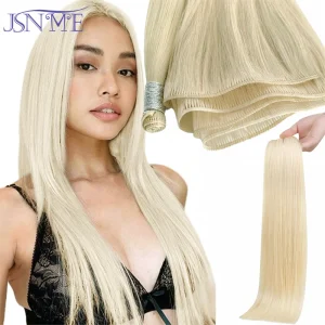 Extensões de cabelo Natural Extensões de Cabelo Humano Liso Costuradas 100% Natural Marrom e Loira para Mulheres | Loja dos Cabelos