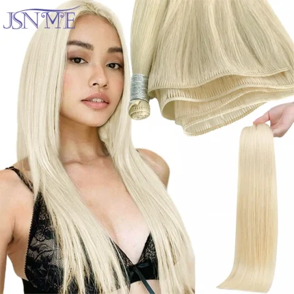 Extensões de cabelo Natural Extensões de Cabelo Humano Liso Costuradas 100% Natural Marrom e Loira para Mulheres | Loja dos Cabelos