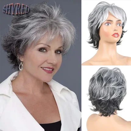 Perucas Peruca Sintética Curta Feminina Loira Ombre Estilo Pixie com Ondas Naturais para Festa | Loja dos Cabelos