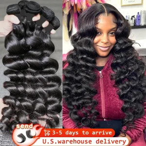 Extensões de cabelo Natural Extensão de Cabelo Humano Brasileiro Remy Onda Solta 100% Natural – Pacotes Duplos para Extensão ou Aplique | Loja dos Cabelos