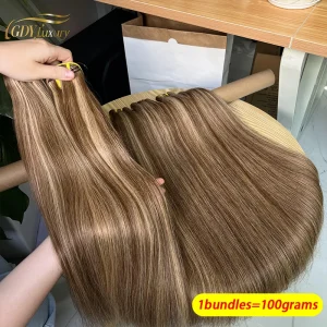 Extensões de cabelo Natural Cabelo Humano Liso Loiro Mel com Mechas P4/27 – Pacotes de Extensões para Mulheres | Loja dos Cabelos