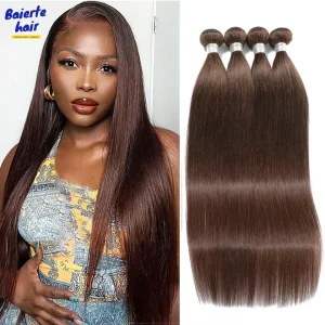 Extensões de cabelo Natural Cabelo Humano Indiano Castanho Chocolate #4 Liso 10–30 Polegadas Remy – Pacotes para Mega Hair ou Alongamento | Loja dos Cabelos