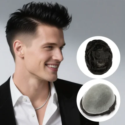 Perucas Peruca Masculina 100% Cabelo Humano com Nós Duplos e Base de Pele Fina – Aparência Natural e Alta Durabilidade | Loja dos Cabelos
