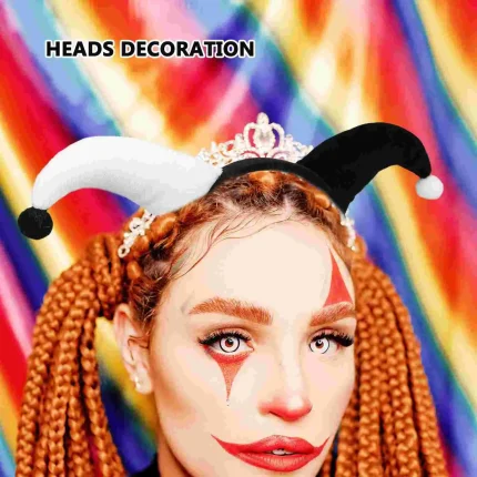 Extensões de cabelo Sintético Tiara de Palhaço Preto e Branco para Halloween – Acessório de Cabelo para Fantasia, Cosplay e Festa Temática | Loja dos Cabelos