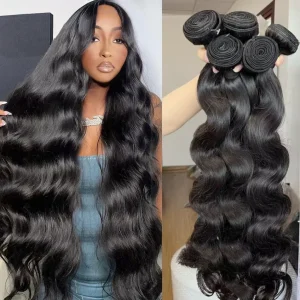 Extensões de cabelo Natural Extensão de Cabelo Humano Virgem em Pacotes 100% – Onda do Corpo Profunda 30–40 Polegadas, 1/3/4 Pacotes, Trama Dupla | Loja dos Cabelos