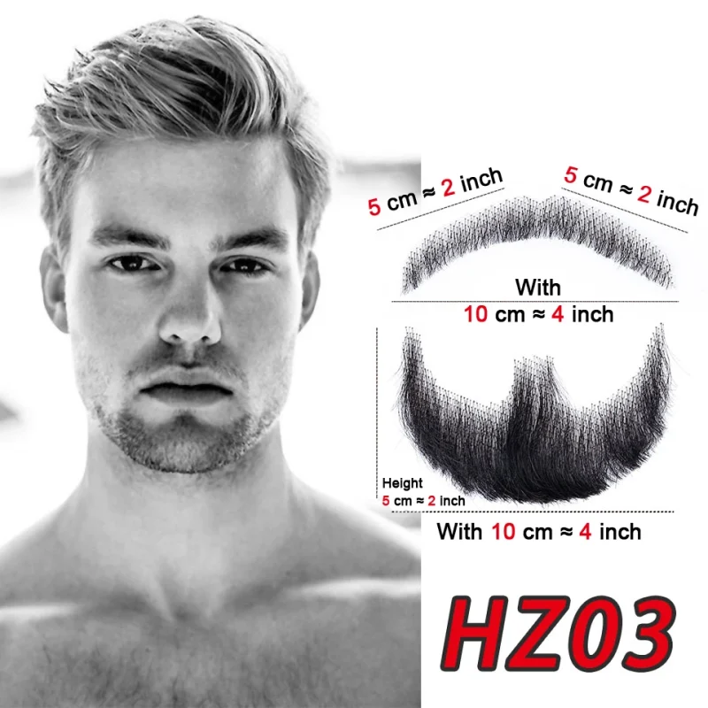 Barbas Barba e Bigode Sintéticos Masculinos Leves Feitos à Mão com Base de Renda Invisível | Loja dos Cabelos
