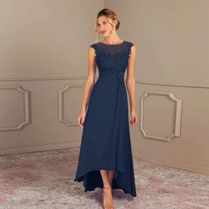 Vestidos de Cerimónia Vestido Elegante de Renda para Mãe da Noiva 2024 – Comprimento Tornozelo, Sem Mangas, para Festa de Casamento e Verão | Loja dos Cabelos
