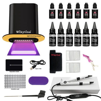 Cosméticos e outros produtos de beleza Kit de Extensão de Cabelo com Luz UV Wikytina – Máquina, Cola e Removedor de Cola | Loja dos Cabelos