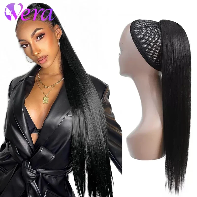 Rabo de Cavalo Rabo de Cavalo Reto 100% Cabelo Humano com Cordão e Clipes, Natural, Preto, para Mulheres | Loja dos Cabelos