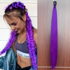 Rabo de Cavalo Rabo de Cavalo Sintético Liso 26 Polegadas com Laço Colorido e Faixa Elástica para Mulheres | Loja dos Cabelos