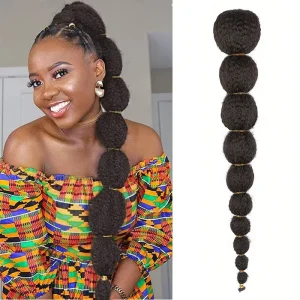 Rabo de Cavalo Extensão de Rabo de Cavalo Kinky Afro Puff – Sintético, Trançado com Cordão, Bolha Longa 18/24 Polegadas, Cabelo Feminino Preto | Loja dos Cabelos