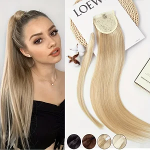 Extensões de cabelo Natural Extensão de Cabelo Humano Remy em Rabo de Cavalo, Natural, com Grampo, Cores Preto, Marrom e Loiro | Loja dos Cabelos