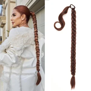 Rabo de Cavalo Rabo de Cavalo Trançado Sintético Ombre – Extensão de Cabelo Longo com Trança Boxeadora e Elástico Envolvente | Loja dos Cabelos