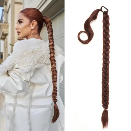 Rabo de Cavalo Rabo de Cavalo Trançado Sintético Ombre – Extensão de Cabelo Longo com Trança Boxeadora e Elástico Envolvente | Loja dos Cabelos