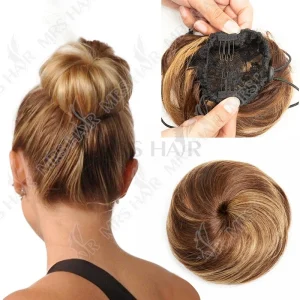 Extensões de cabelo Natural Coque Despenteado de Cabelo Humano Natural – Penteado Estilo Messy Bun com Elástico para Mulheres | Loja dos Cabelos