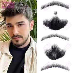 Barbas Barba Postiça Sintética – Bigode e Cavanhaque Artesanais com Renda Invisível | Loja dos Cabelos