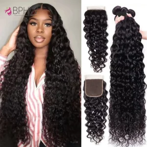 Extensões de cabelo Natural Cabelo Humano Remy Onda de Água – 3 Pacotes com Fecho e Textura Ondulada Natural | Loja dos Cabelos