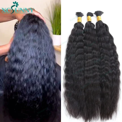Extensões de cabelo Natural Cabelo Humano em Massa para Tranças – Ondulado Molhado, Dupla Densidade, Cacheado, Ideal para Tranças Boho | Loja dos Cabelos
