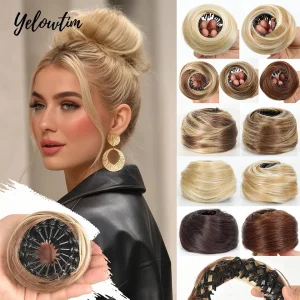 Extensões de cabelo Sintético Coque de Cabelo Sintético Mágico 4″ com Elástico e Clipes – Donut Retrátil para Penteado em Ninho de Pássaro | Loja dos Cabelos
