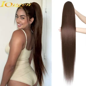 Rabo de Cavalo Rabo de Cavalo Castanho Médio de Cabelo Humano 100% Natural – Extensão Lisa com Cordão e Presilha (40–65 cm) | Loja dos Cabelos