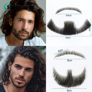 Barbas Barba e Bigode Postiços Pretos de Cabelo Humano com Tela Suíça Invisível para Maquiagem e Fantasia | Loja dos Cabelos