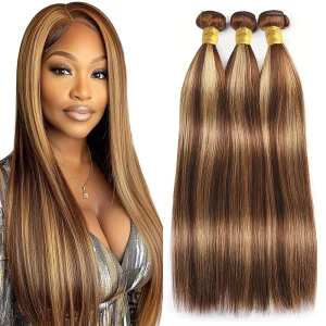 Extensões de cabelo Natural Cabelo Humano Liso Ombre P4/27 100% Remy Brasileiro – Extensões Naturais 12A (8 a 30 Polegadas) | Loja dos Cabelos