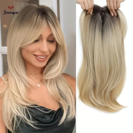 Perucas Topper de Cabelo Sintético com Franja — Apliques com Grampo para Dar Volume e Cobrir Fios Brancos e Falhas | Loja dos Cabelos
