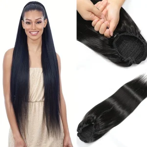 Rabo de Cavalo Rabo de Cavalo Reto em Cabelo Humano Virgem Brasileiro – Aplique com Cordão para Mulheres Negras | Loja dos Cabelos