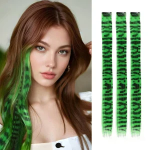 Extensões de cabelo Sintético Extensões de Cabelo Sintético com Presilha – 3 Peças de Penas Coloridas 45 cm para Mulheres e Meninas, Ideal para Festas e Halloween | Loja dos Cabelos