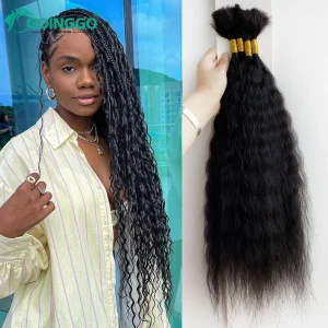Extensões de cabelo Natural Extensão de Cabelo Humano Remy para Tranças — Super Bulk, Ondulado Molhado, Sem Trama (4 Peças, 100g, 14–28″) | Loja dos Cabelos