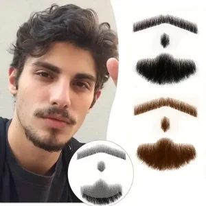 Barbas Barba e Bigode Postiços Masculinos de Cabelo Humano — Renda Invisível, Totalmente Amarrados à Mão, Preto ou Marrom | Loja dos Cabelos