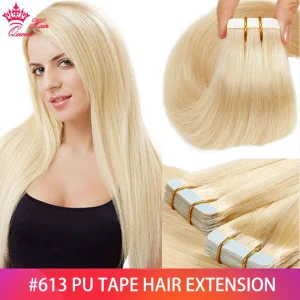 Extensões de cabelo Natural Extensão de Cabelo Humano Virgem 100% #613 – Fita Adesiva Lisa Sem Emenda (Loiro Platinado) | Loja dos Cabelos