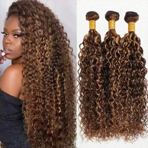 Extensões de cabelo Natural Cabelo Humano Encaracolado Jerry Loira Mel – Pacotes Kinky Curly 100% Brasileiro Natural | Loja dos Cabelos
