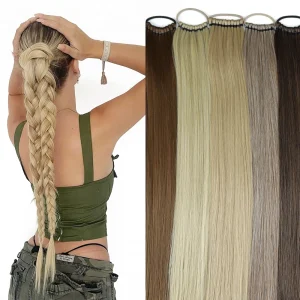 Rabo de Cavalo Extensão de Rabo de Cavalo Sintético Longo 24 Polegadas – Preto Natural, Reto e Trançado, Peruca de Cabelo Feminino | Loja dos Cabelos