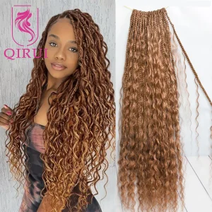 Extensões de cabelo Natural Tranças Box Boho Cor 30 para Crochê – Cabelo Humano, Pré-Loop, Pontas Encaracoladas, 24 Pol. | Loja dos Cabelos