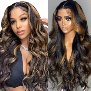 Perucas Peruca Lace Front 13×6 32″ Cabelo Humano Ombre 1B/30 – Onda do Corpo, 180% de Densidade | Loja dos Cabelos