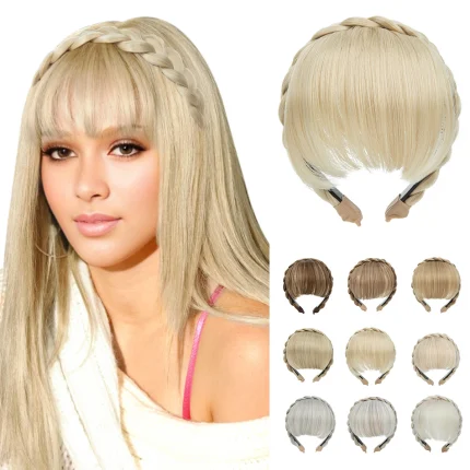 Extensões de cabelo Sintético Franja Sintética com Faixa de Cabeça para Mulheres – Cabelo Falso Natural sem Laterais, Preto, Castanho e Loiro | Loja dos Cabelos
