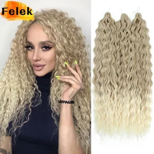 Extensões de cabelo Sintético Extensão de Cabelo Sintético Marrom Degradê Estilo Ariel com Ondas de Água — Tranças Twist de Crochê 22–30″ Afro Cacheado | Loja dos Cabelos