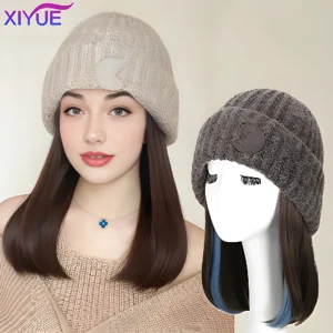 Perucas Chapéu-Peruca Feminino com Cabelo Sintético Longo e Encaracolado — Modelo Sem Aba, Aplique Removível, Ideal para o Inverno | Loja dos Cabelos