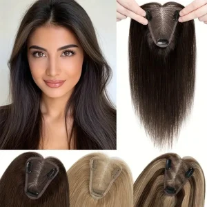 Perucas Topper Feminino de Cabelo Humano 100% Natural com Clipes, Base Monofilamento Respirável para Cobrir Cabelos Ralos ou Grisalhos, Cor Preto 1B | Loja dos Cabelos