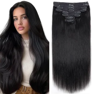 Extensões de cabelo Natural Extensão de Cabelo Humano Natural com Presilha Marrom Chocolate #4 – 8 Peças, 26 Polegadas, Preto Natural | Loja dos Cabelos