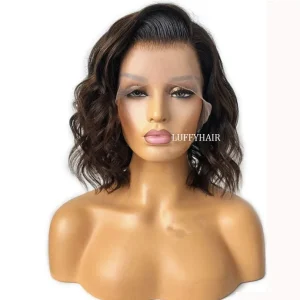 Perucas Peruca de Cabelo Humano Virgem Brasileiro Curta Ondulada com Base de Seda Completa 5×4.5 e Lace Frontal Pré-Arrancada | Loja dos Cabelos