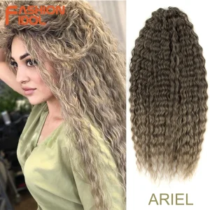 Extensões de cabelo Sintético Cabelo Sintético para Trança Crochê Ariel Encaracolado 60 cm Onda de Água Ombre Loiro e Castanho Extensão Capilar Deep Wave | Loja dos Cabelos