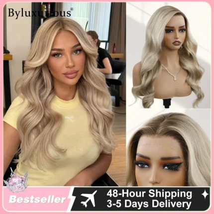 Perucas Peruca 100% Cabelo Humano Balayage Champanhe Crepúsculo, Onda Praia, Renda Transparente 13×4 e Densidade 220% | Loja dos Cabelos